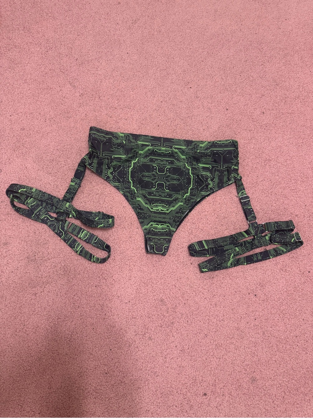 New 3x black green circuit board shorts cyber punk rave festival outfit bottoms